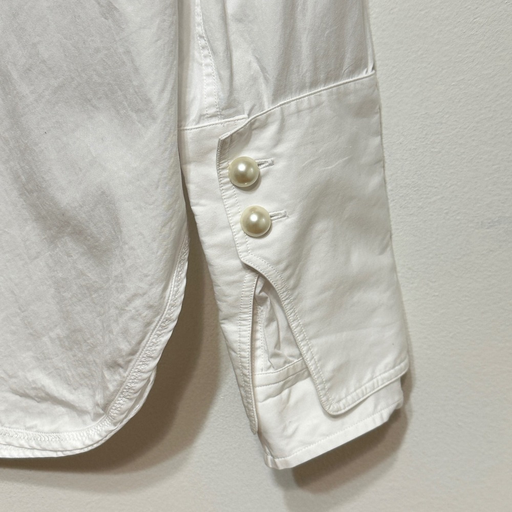 3.1 Phillip Lim Pearl Double Cuff Blouse Womens 6 White Cotton Poplin Luxury - Picture 3 of 7